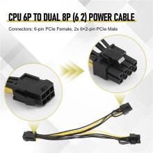 5PCS PCI-E 6-Pin to Dual 6+2-Pin Power Splitter Cable Image Card PCIE PCI Express 6Pin to Dual 8Pin Power Cable