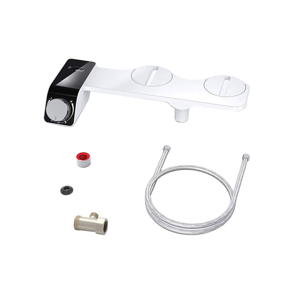 Bidet Attachment Ultra-Slim Toilet Double Nozzle Spiral Adjustable Water Pressure Non-Electric Ass Sprayer With Hose,A 6032682935473