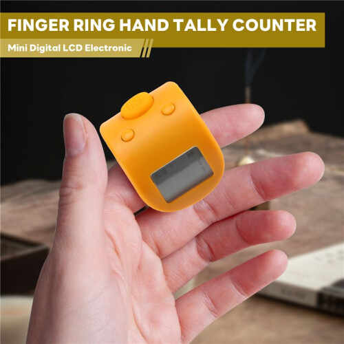 Digital LCD Electronic Finger Ring Hand Tally Counter 6 Digit Rechargeable Counters Clicker-Yellow 1