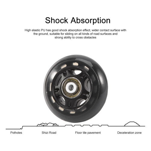 4 Pack Inline Skate Wheels Indoor/Outdoor Replacement Wheel with Bearings 70mm,Black 2