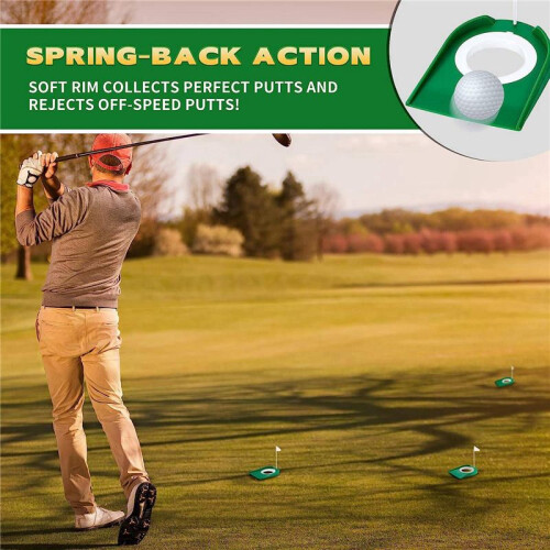3 Pcs  Putting Cup  Hole Training Aids  Accessories  Training Putters with Plastic Flag Green + White 1