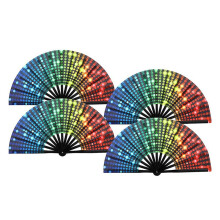 4 Pcs Ventilateur Pliable Rainbow Sequins Pride Handheld Fan pour Adultes Drag Queen Festival Fan Chinese Folding Hand Fan
