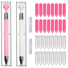 34 Pcs Diamond Painting Pens Kit, 2 Pcs Refillable Wax Pen with 32 Pcs Wax, Rotating Glue Point Drill Pen( & White)