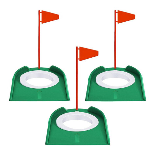 3 Pcs  Putting Cup  Hole Training Aids  Accessories  Training Putters with Plastic Flag Green + Red