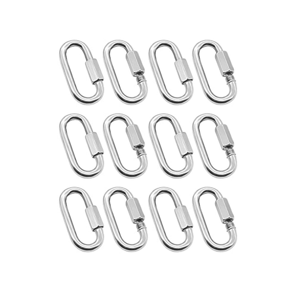 12 Pack Quick Link 5/32 Inch Heavy Duty Carabiner D Shape Chain For Camping Hiking Outdoor Equipment Locking 4713142223799