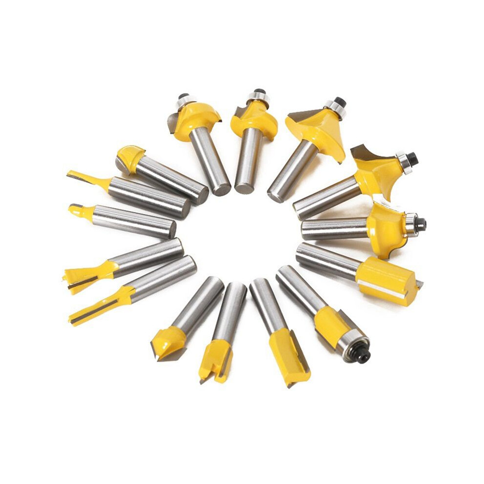 15Pcs 6.35Mm Router Bit Set Trimming Straight Milling Cutter Wood Bits Tungsten Carbide Cutting Woodworking Trimming 4712901426235