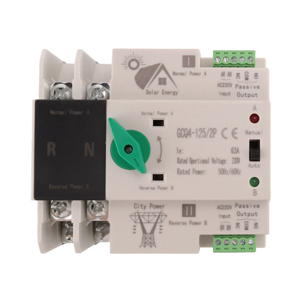 Photovoltaic Solar Power Ats Automatic Transfer Din Rail 2P 63A Ac220v Ats Pv System Power To City Power 4712443567052