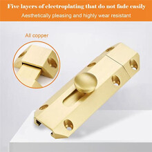 Door Locks, Brass Bolt Lock Surface Mount Sliding Door Locks, Door Latches for Bedroom/Bathroom/Cabinet (Gold)