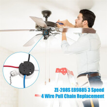 3 Pcs Ze-208S E89885 3 Speed 4 Wire Pull Chain Ceiling Fan Light Replacement Part,B