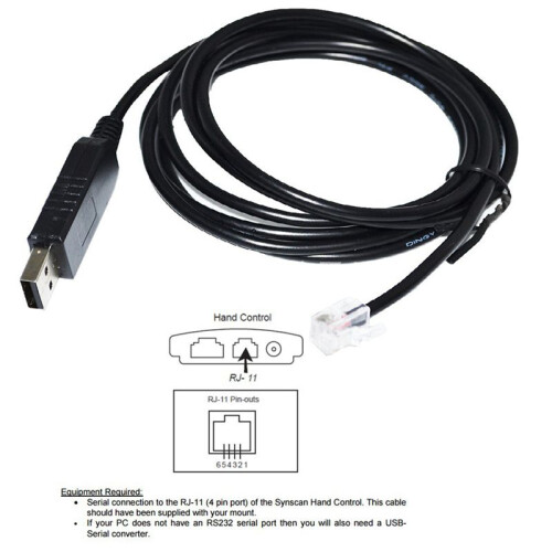 USB To Rj11 Rj12 6P4C Adapter Serial Control Cable EQMOD Cable for Az- Mount Pc Connect for Hand Control Cable,1.8M 1