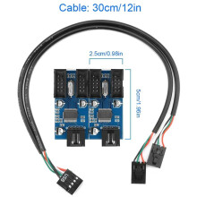 Motherboard USB 2.0 9Pin Header 1 To 4 Extension Hub Splitter Adapter Converter 30CM 9-Pin Internal Cable