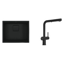 Franke KNG 110-52 + Active Twist Set Kanon Kitchen Sink tap with a Pull-Out spout matt-125.0697.692, Matte Black