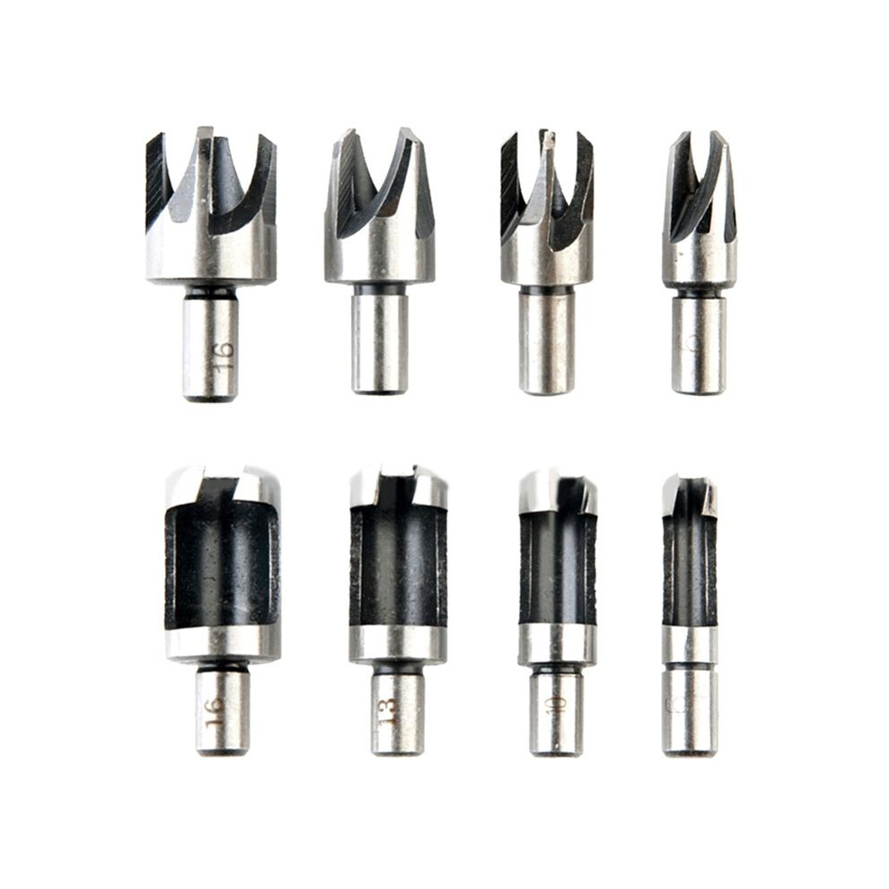 8Pcs 5/8In 1/2In 3/8In 1/4In Wood Plug Cutter Straight And Taper Claw Drill Bit Set Woodworking Hole Saw Cutting Tool 6031119635801