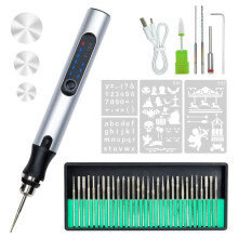 USB Rechargeable Engraving Pen with 36 Bits, Electric Engraver Etching Machines Cordless Rotary Tools, Silver