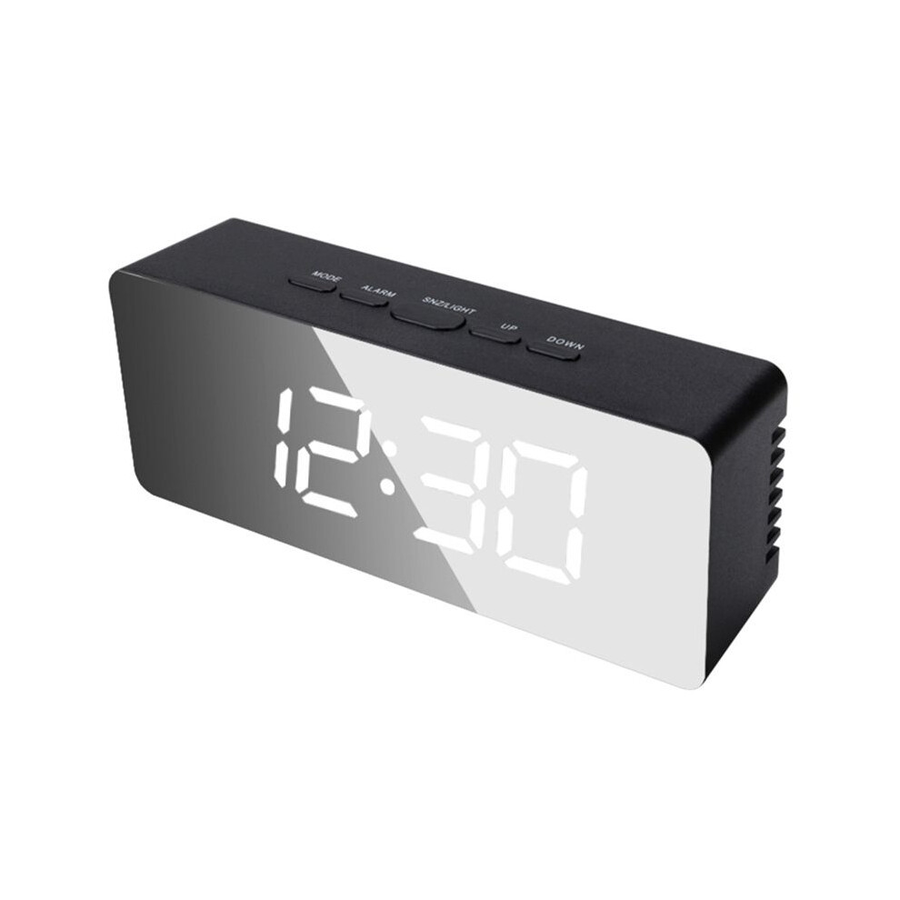 Led Mirror Digital Clock Bedroom Office Travel Electronic Table Clock Desktop Alarm Clock Temperature Function, Black 6034002997598