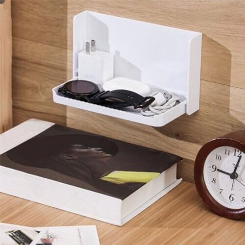 Small Floating Shelf for Wall, Foldable Bathroom Shelf Wall Mount, Bedside Shelf for Phone, Remote, Adhesive Shelf,B 2