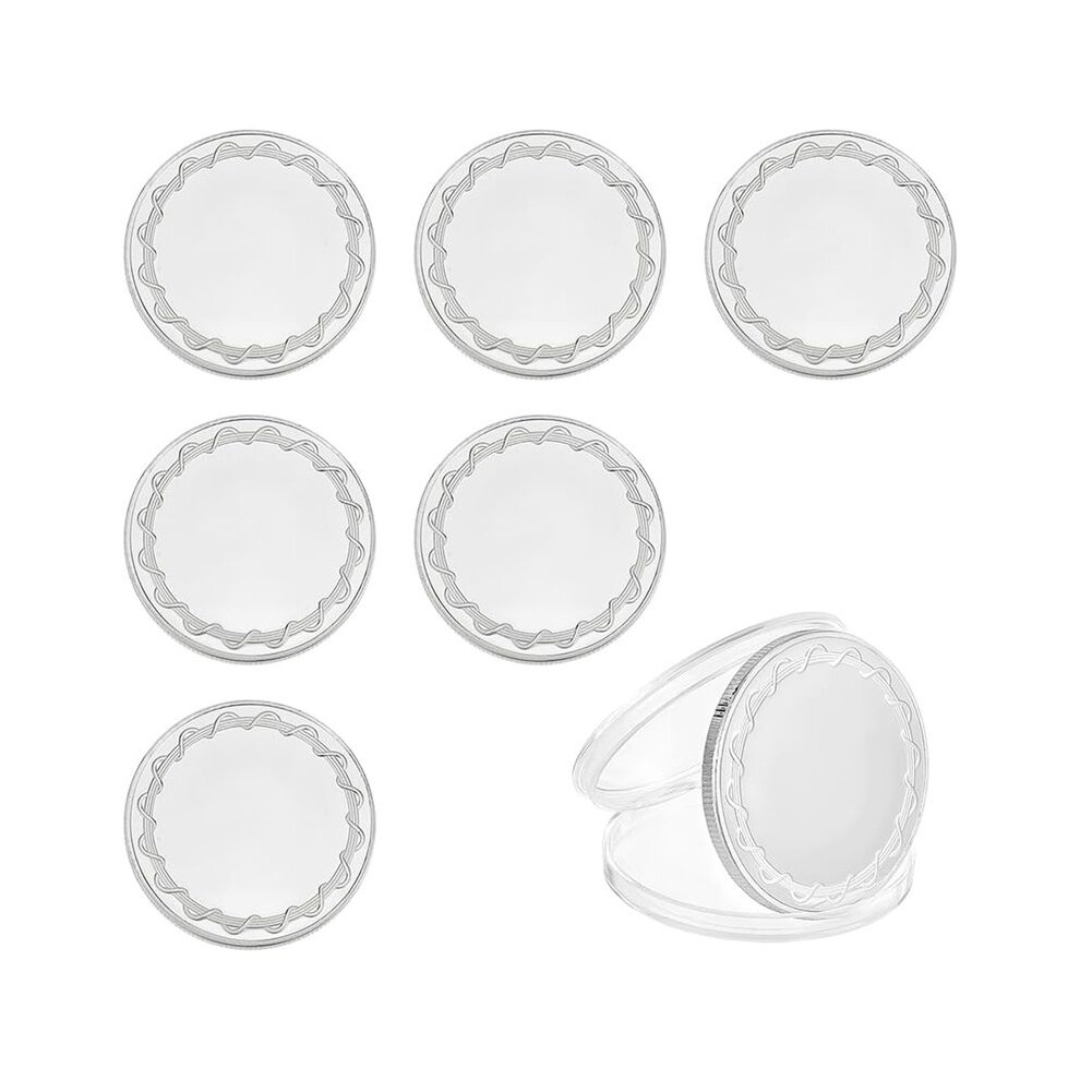 Tlily Silver 6Pcs Blank Challenge Coin 1.57 Inch Round Metal Stamping Blank Medal 3Mm Thick Solid Laser Engravable Discs,