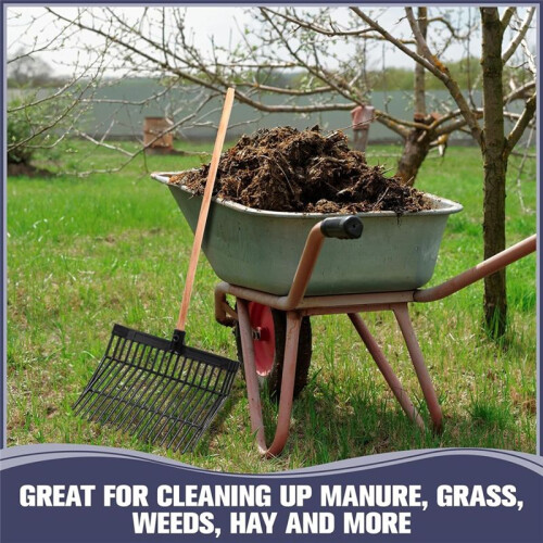 Manure Fork Replacement , Pitchfork , Horse Manure Rake, for Picking  Manure, Stable Waste Removal,Black,2Pcs 2