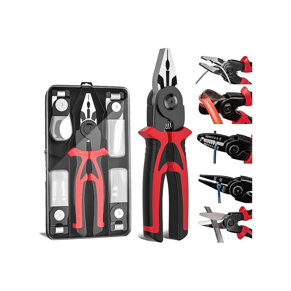 5-In-1 Replaceable Pliers Tool, Multifunctional Tool - With Wire Strippers, Crimping Pliers, Shears, Birthday Gift 4712810581599