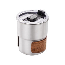 Outdoor-Campingbecher mit Verbrühungsschutz, Wasserbecher Aus Edelstahl 304, Tragbarer Hochtemperatur-Kaffeebecher, Silber