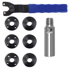 Angle Grinder Wrench 5/8in-11 Angle Grinder Extension Shaft with 6pcs Spanner Flange Grinder Nut, 3in Extension