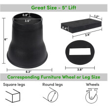 4 Pièces Rehausseurs de Lit 6 Pouces Rehausseurs de Meubles Ronds Robustes pour Lit Bureau Table Canapé Canapé Lit Élévateurs Rehausseurs