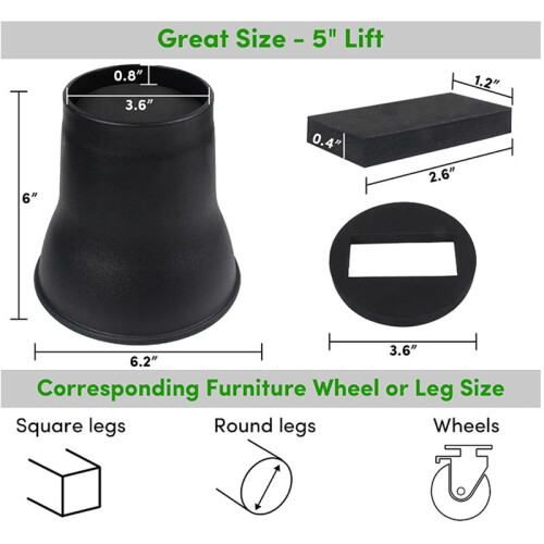 4 Peças Risers de Cama 6 Polegadas Risers de Móveis Redondos Resistentes para Cama Mesa Mesa Sofá Cama Elevadores Risers 2
