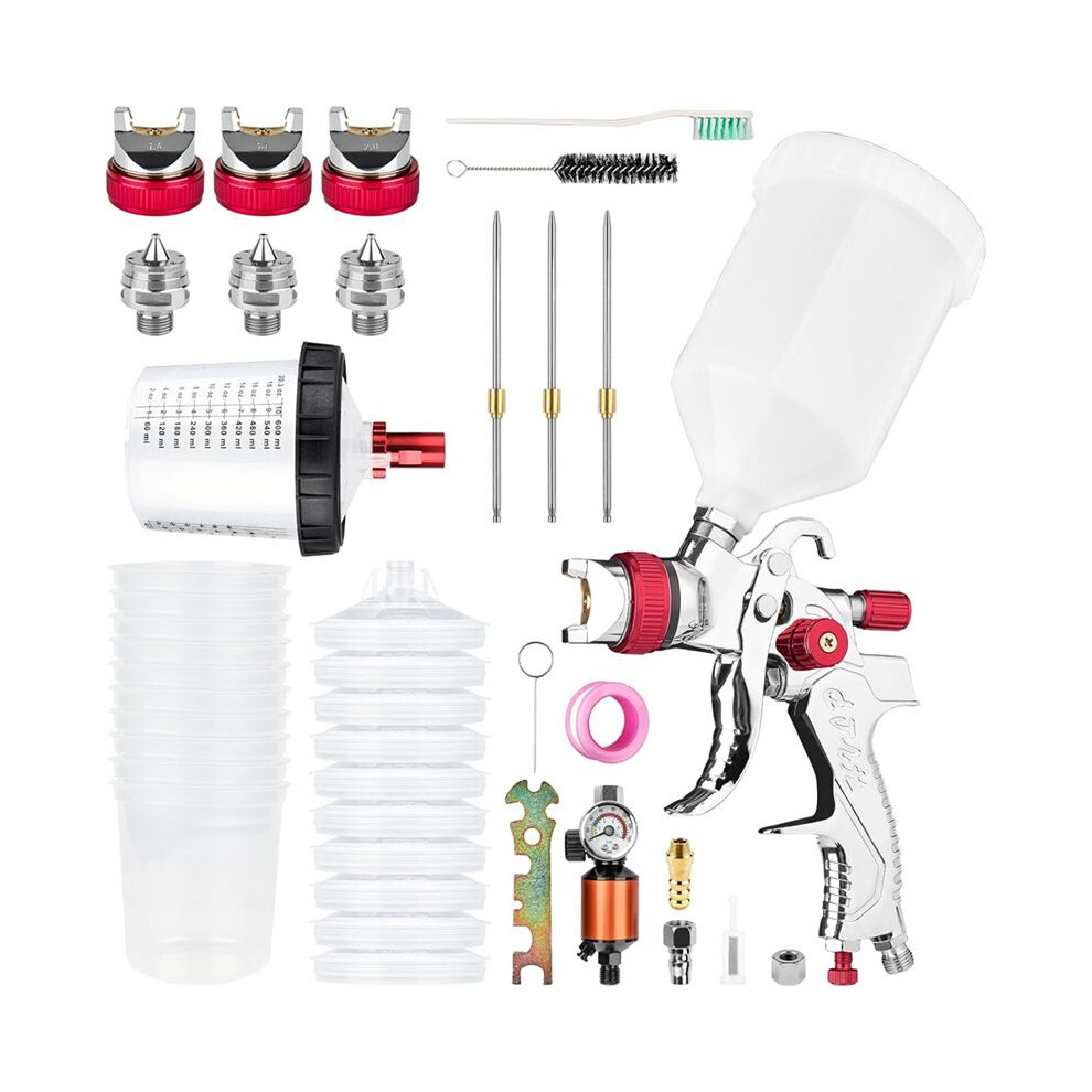 Hvlp Air Spraygun Set With Disposable Paint Cup 600Cc,With Air Compressor Water/Oil Separator,For Furniture Diy Painting 6031029061813