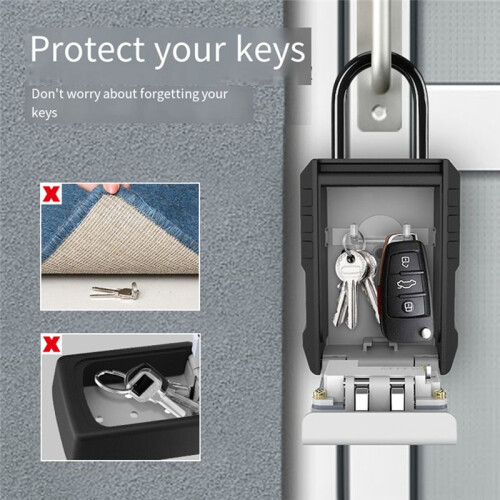 Large Space Design Password Key Box Gray Car Key Safe Box for Home Apartment Lockbox Installation 2