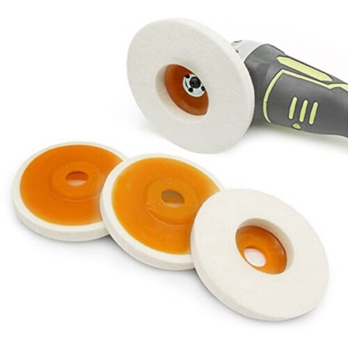 4 Pack 5 Inch Round Wool  Disc Wheel Pad, for Angle Grinder, Buffing Polishing Buffer Bore Dia 1