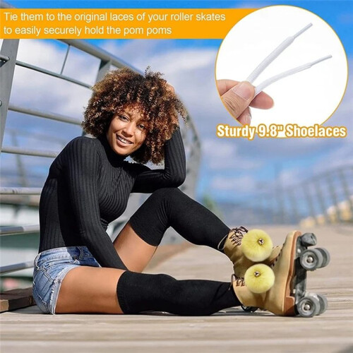 10 Peças de Pompons de Patins com Jingle Bells - Pompons de Patins de 3,1 Polegadas Fuzzy (5 Cores) 2