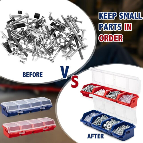 6Pack Screw Organizer Box with Lids 4 Compartments Tool Bin Divider Compartment Containers Sorting Screw Toolbox Case 2