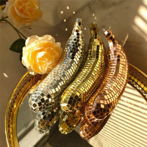 Disco  Banana Shape  Home Decor Table Bar Stage Rotating Disco Fruit Decoration Accessories Silver 1