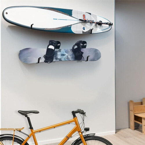 2 Pcs Horizontal Snowboard Wall Racks, Wall Mount Clips Storage Hanger Display Rack SKi Board Storage 2