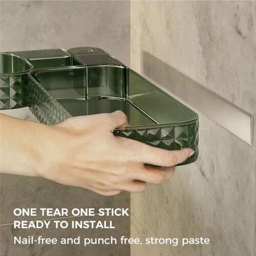 Multifunctional Wall-Mounted Rotating Storage Corner Shelf, 180 Degree Rotating Adhesive Wall-Mounted Storage Rack A 2