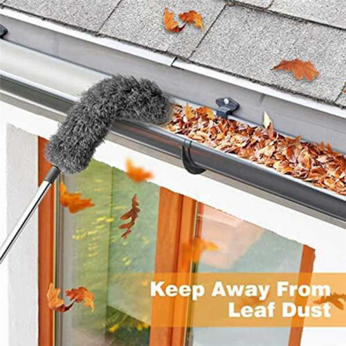 2Pcs Gutter Cleaning Brush Roofing Tool with Telescopic Extendable Pole 8.2Ft Guard Cleaner Tool Easy Remove Leave, Grey 2
