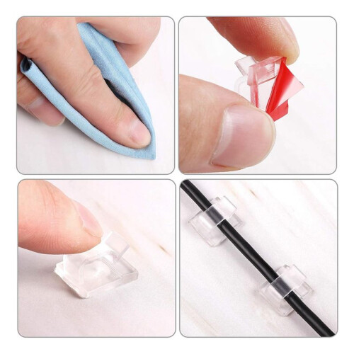100 Pc Outdoor Light Clips for String Lights Self Adhesive  Cable Hooks Wire Clips Hooks Cord Organizer Holder Clear 2