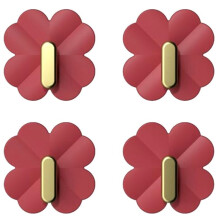 Self Adhesive Hooks for Wall No Damage Heavy Duty Bag Hanger Decorative Purse Holder Sticky Wall Hook for Towel-Red