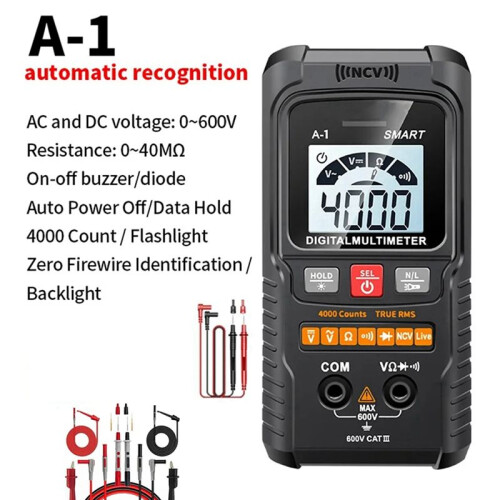 Digital Multimeter 4000 Counts Professional Multimetro Non-Contact Auto Range AC/ Voltage NCV Ohm B 1