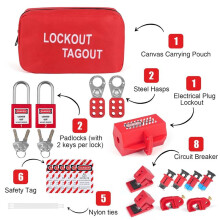 Lockout Tagout Kits Electrical, Lockout Tagout Station Safety Hasp , Lockout Tags/Circuit Breaker, for Industrial