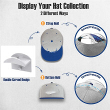 Baseball Hat Holder for Wall, Adhesive Hat Racks for Baseball Caps, Super Strong Hat Display Hooks, No Drilling-A