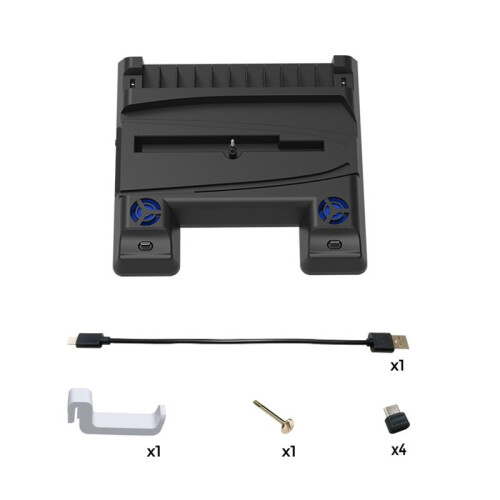 For PS5 Slim Multifunctional Cooling Dock Console Universal Portable Dock with Disk Organizer Handle Charger 2
