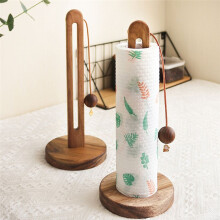Suporte de Madeira para Rolo de Toalha de Papel, Dispensador de Toalha de Papel de Cozinha com uma Mão, com Base de Madeira Ponderada Antiderrapante.