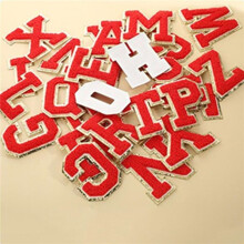 26 Piece Self Adhesive Chenille Letter Patches Varsity Letter Patches A-Z Glitter Iron Alphabet Patches Red