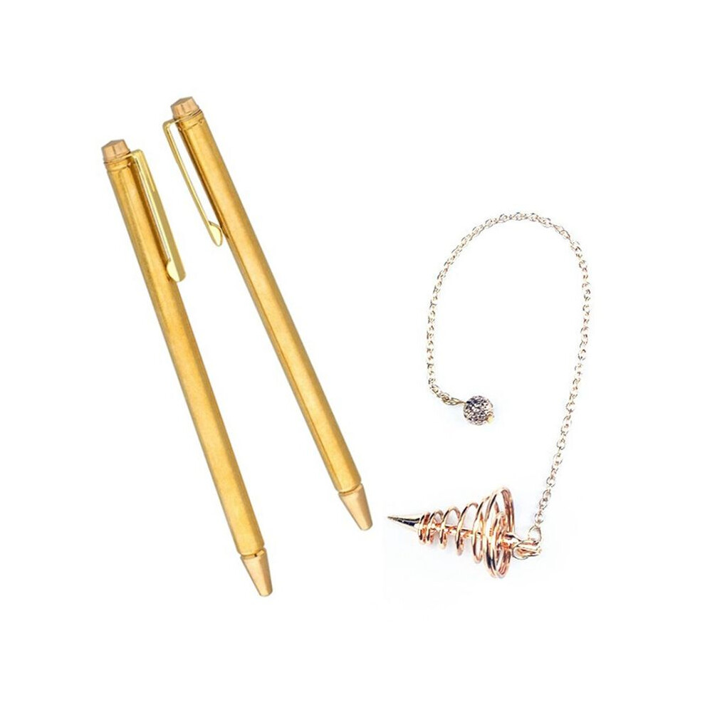 3 Pieces Divining Rods Copper And Dowsing Pendulum,Retractable Paranormal Divining Rods With Copper Handle 6031762671027