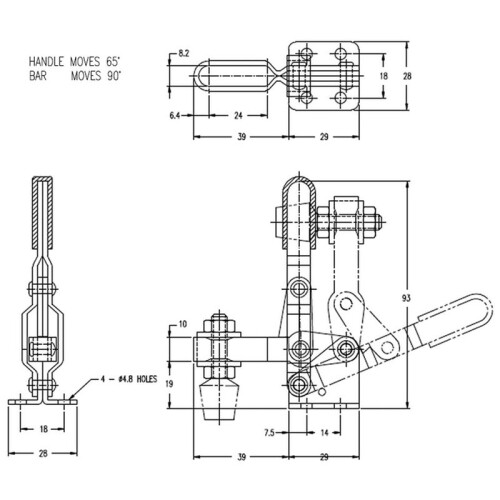4PCS Vertical Quick-Release Toggle Clamp 102B - 220 Ibs Holding Capacity W Rubber Pressure Tip 2