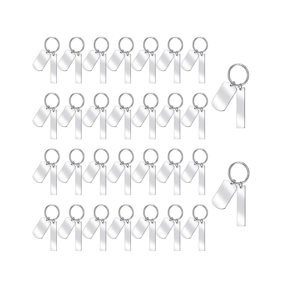 30 Pcs Engravable Metal Keychain Blank Rectangle Metal Stamping Blanks For Engraving Stainless Steel Blank Key Ring Tags 6032770336373