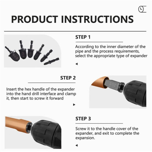 7Pcs Manual Copper Pipe Swaging Tool Drill Bit,6Pcs Pipe Expander Drill Bit 5 in 1 Air Conditioner Copper Pipe Expander 2