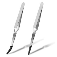 2pcs Tweezers, Reverse Stainless Steel CrossLocking Tweezers Straight Action Tweezers for Jewelry Making Crafting