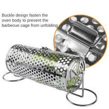 Barbecue Rolling Grill Basket BBQ Net Tube Grill Basket Grid Open BBQ Grill for Travel Camping Picnic BBQ Accessories-A